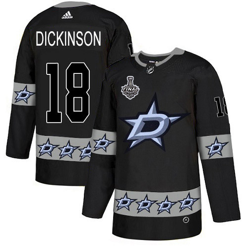 Men Adidas Dallas Stars #18 Jason Dickinson Black Authentic Team Logo Fashion 2020 Stanley Cup Final Stitched NHL Jersey->dallas stars->NHL Jersey